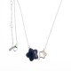 Collier argent rhodié 4g - lapis - nacre blanche - 40+2,5+2,5cm