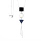 Collier argent rhodié 4,7g - onyx - nacre blanche - lapis - 45+2,5+2,5cm