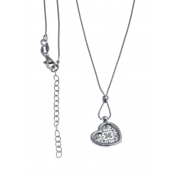 Collier argent rhodié 3,4g - cœur filigrané - 40+5m