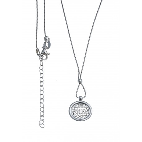 Collier argent rhodié 3,6g - rond filigrané - 40+5m