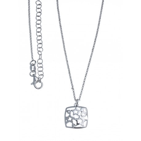 Collier argent rhodié 3,8g - carré - 40+5cm