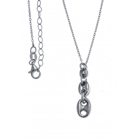 Collier argent rhodié 3,4g - grains de café -  40+5cm