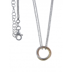 Collier argent rhodié 6,2g - 3 ronds 3 tons - 40+5cm