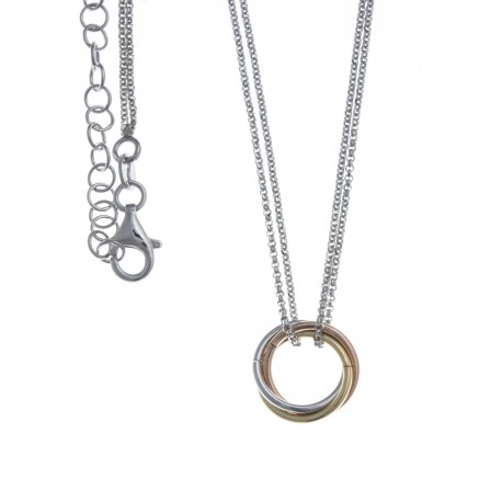 Collier argent rhodié 6,2g - 3 ronds 3 tons - 40+5cm