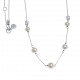 Collier argent rhodié 3,4g - perles véritables blanches -  zircons - 44+3cm