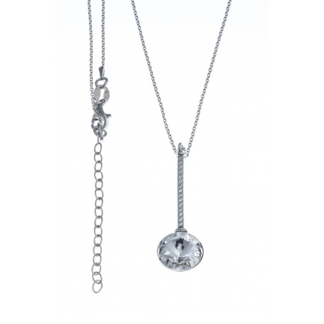 Collier argent rhodié 4g - zircons et cristal de swarvoski - 40+5cm