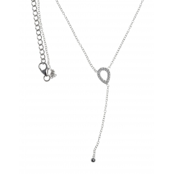 Collier argent rhodié 2g - goutte - zircons - 40+4cm