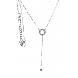 Collier argent rhodié 2g - rond - zircons - 40+4cm