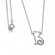 Collier argent rhodié 2,2g - chat - zircons - 45cm