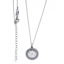 Collier argent rhodié 3,8g - rond - zircons - 40+5cm