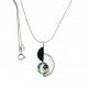 Collier argent rhodié 4,8g - onyx - nacre blanche - nacre abalone - 40cm