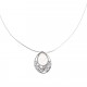 Collier argent rhodié 10g - zircons - quartz rose - 38+5cm