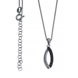 Collier argent rhodié 3,2g - zircons noirs et blancs - 38+5cm