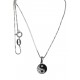 Collier argent rhodié 3,3g - yin yang - zircons noirs et blancs - 40cm