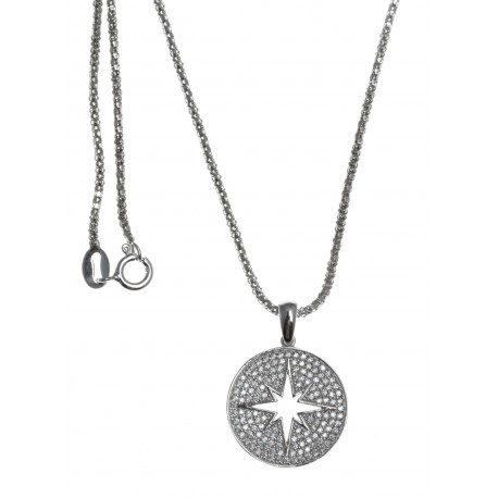 Collier argent rhodié 5,6g - zircons - 45cm