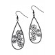 Boucles d'oreille  acier noir - fleurs