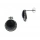 Boucles d'oreille argent rhodié 4g - marcassites - onyx