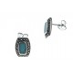 Boucles d'oreille argent rhodié 2,7g - marcassite - turquoise