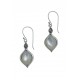 Boucles d'oreille argent rhodié 3g - nacre blanche - marcassites