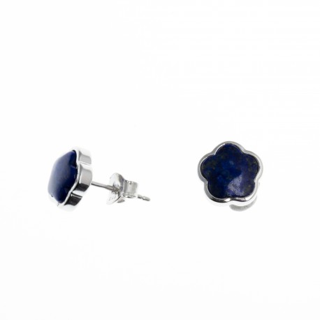 Boucles d'oreille argent rhodié 1,8g - lapis