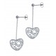 Boucles d'oreille argent rhodié 2,3g - coeur filigrané - pendante fil 2cm