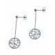 Boucles d'oreille argent rhodié 2g - rond filigrané - pendante fil 2cm