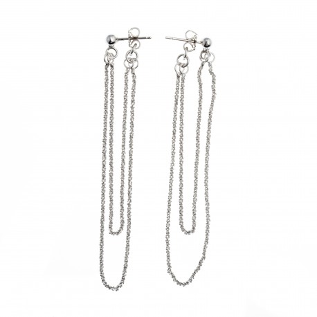 Boucles d'oreille argent rhodié 4g  2 fils longueur max 7cm