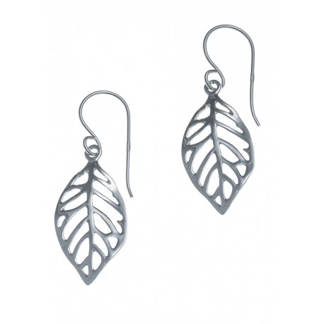 Boucles d'oreille argent rhodié 2,2g - feuille