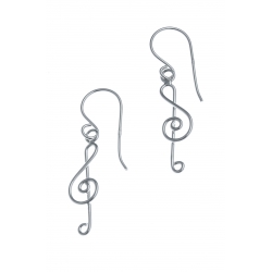 Boucles d'oreille argent rhodié 1g - clé de sol