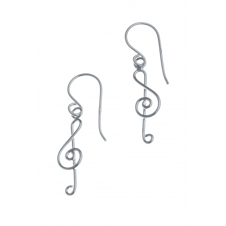 Boucles d'oreille argent rhodié 1g - clé de sol