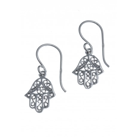 Boucles d'oreille argent rhodié 0,9g - main de fatma