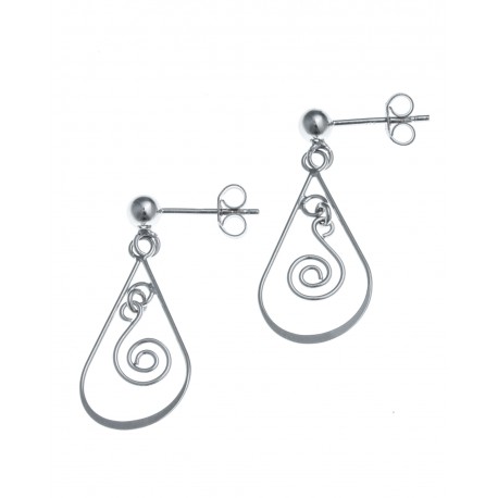 Boucles d'oreille argent rhodié 1,4g - goutte