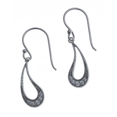 Boucles d'oreille argent rhodié 2,2g - zircons