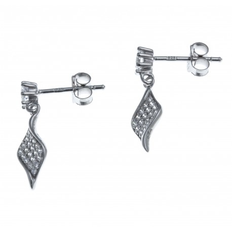 Boucles d'oreille argent rhodié 1,4g - zircons