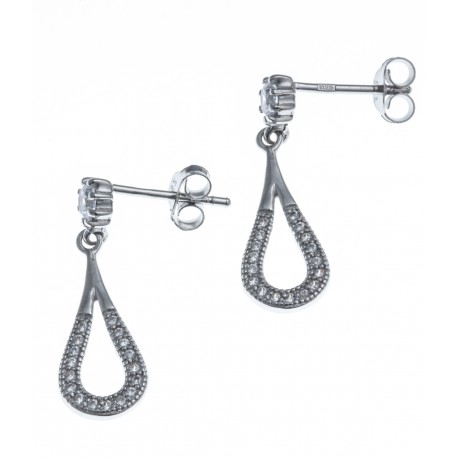 Boucles d'oreille argent rhodié 2g - zircons