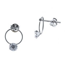 Boucles d'oreille argent rhodié 1g - zircons