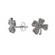 Boucles d'oreille argent rhodié 1,8g - trèfle à 4 feuilles - zircons