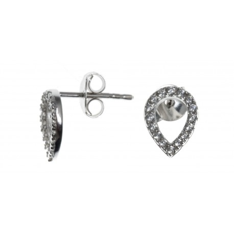 Boucles d'oreille argent rhodié 0,9g - goutte - zircons