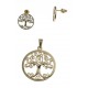 Parure acier doré arbre de vie - pendentif + boucles d'oreilles assorties