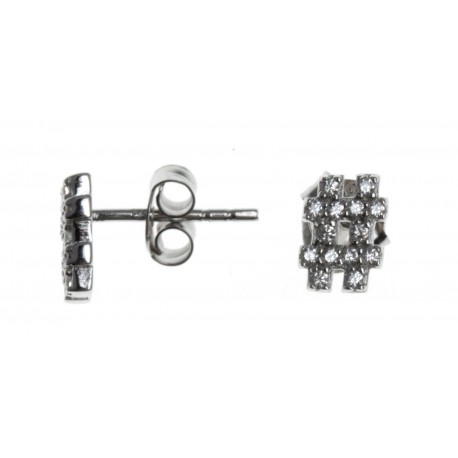 Boucles d'oreille argent rhodié 0,9g - hashtag - zircons