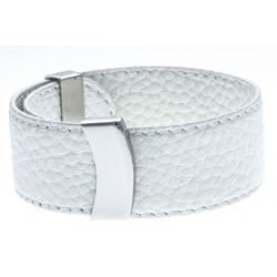 Bracelet acier cuir blanc - largeur 2cm - longueur 23,5cm