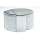 Bracelet acier cuir blanc - largeur 3cm - longueur 23,5cm