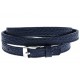 Bracelet acier cuir bleu - 3 rangs de 0,8cm réglable