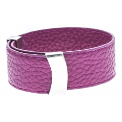 Bracelet acier cuir rose - largeur 2cm - longueur 23,5cm