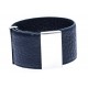 Bracelet acier cuir bleu foncé - largeur 3cm - longueur 23,5cm