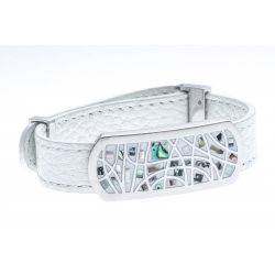 Bracelets acier bracelet acier cuir nacre abalone - largeur 1cm - longueur 22cm