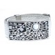 Bracelet acier - émail - nacre - cuir blanc - largeur 2cm - longueur 23,5cm