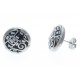 Boucles d'oreille acier - nacre - émail - strass