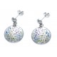 Boucles d'oreille acier - "ananas" - émail - nacre - strass