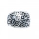 Bague acier - nacre - émail - strass - T 52 à 60